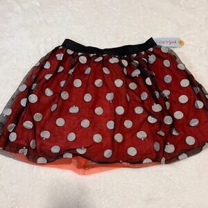 Cat Jack Girl's Black‎ Red Glitter Polka Dot Tulle Casual Skirt Size XL 14 NWT